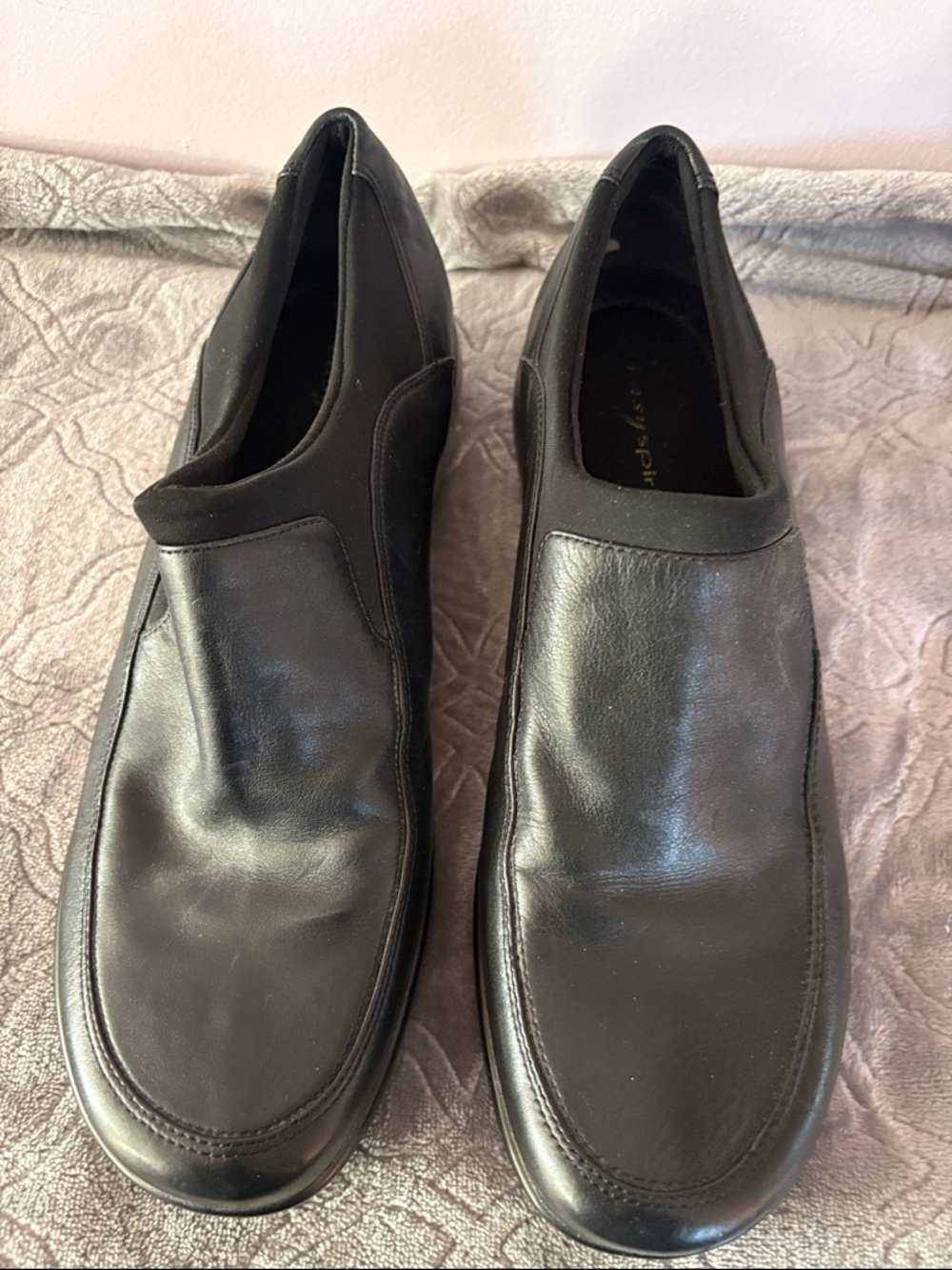 Easy Spirit Women’s Black Leather Slip-On Loafers